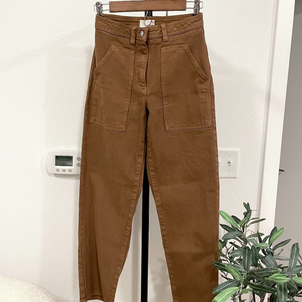 Aritzia Wilfred Modern Utility Pants Dark Camel Brown | 0